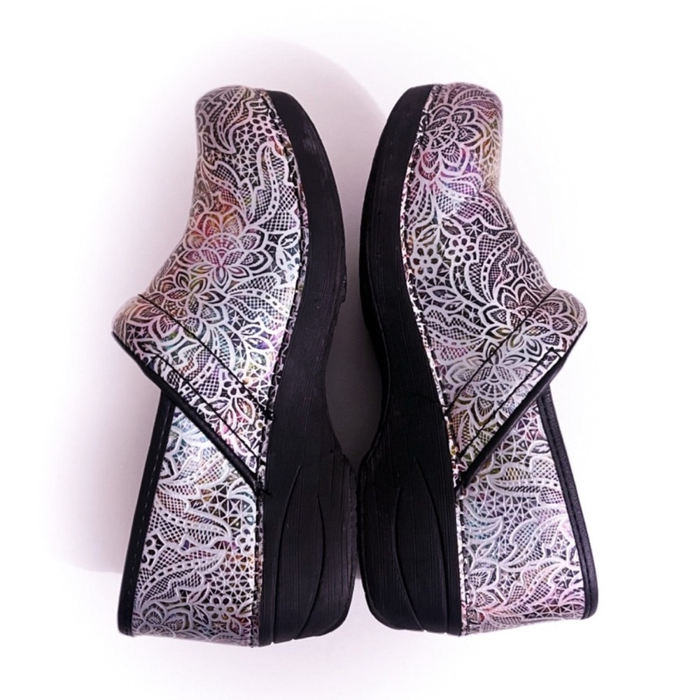 Dansko Multicolor Lace Pattern Platform Shoes - image 1